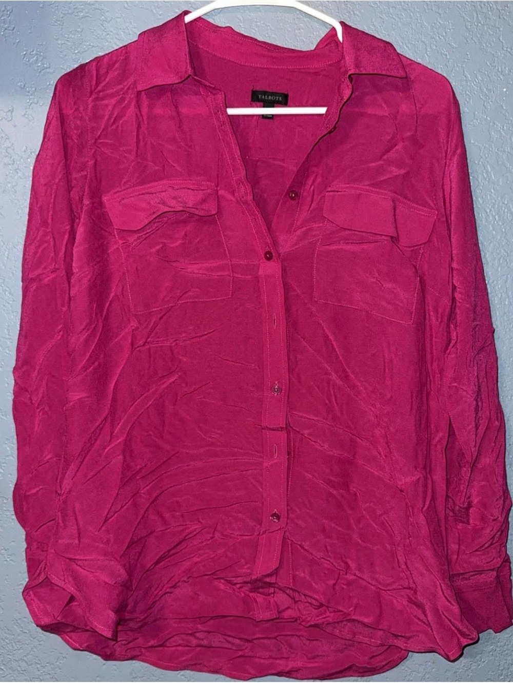 Talbots Deep Pink Button-Front Blouse